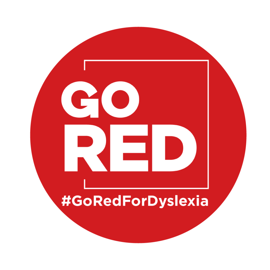 Go Red for Dyslexia Logo in a rec circle
