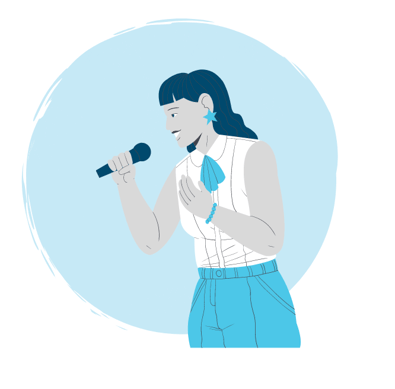 women holding microphone