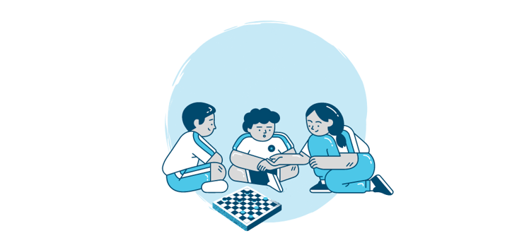 cartoon image of children playing aboard game