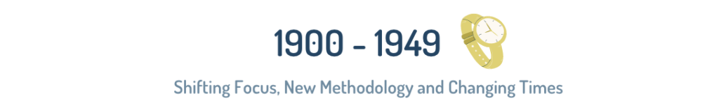 Nineteen hundred to Nineteen Forty Nine: shifting focus, new methodology and changing times 