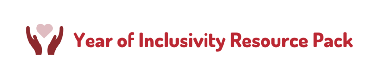 year of inclusivity resource pack banner with a hand and heart logo