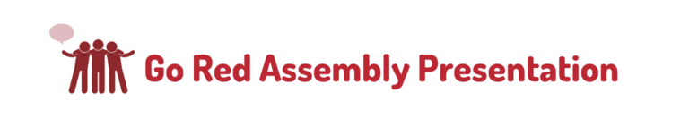 go red for dyslexia assembly presentation banner with friends speaking logo