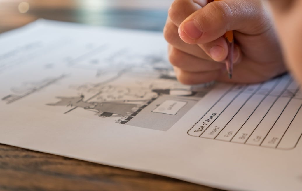 Person writing on paper